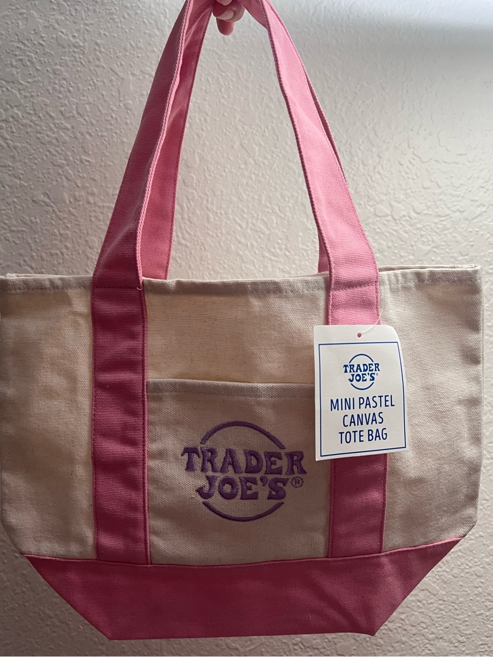 NWT - Pink Trader Joe’s Mini Canvas Tote Bag